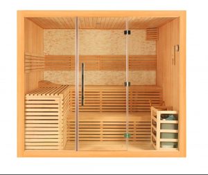 ruang sauna kayu tampak muka